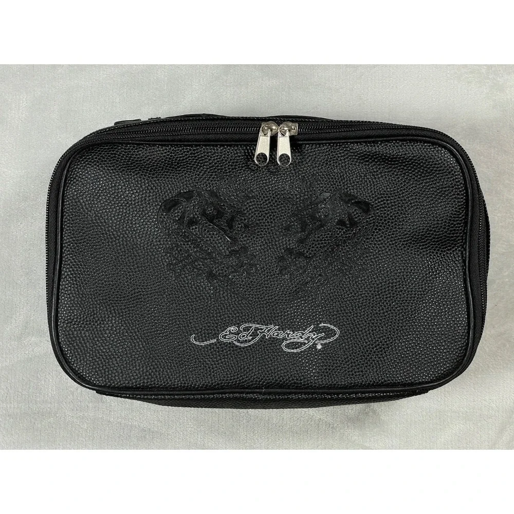 Ed Hardy Black Skull Toiletry Bag Travel Organizer Cosmetic Dopp Kit